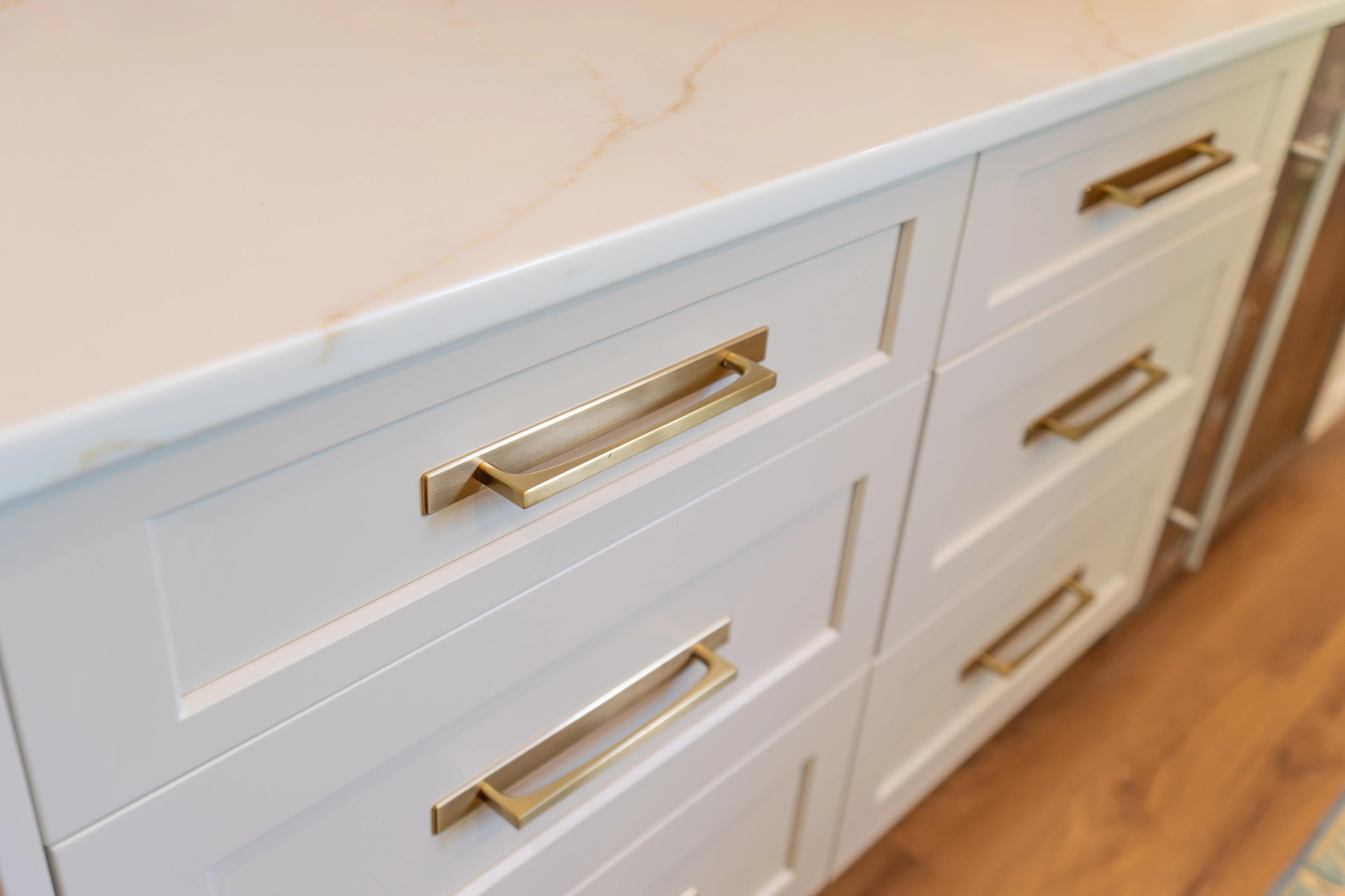 Close-up of a Drexel FP drawer front in Accessible Beige showing door detail and finish